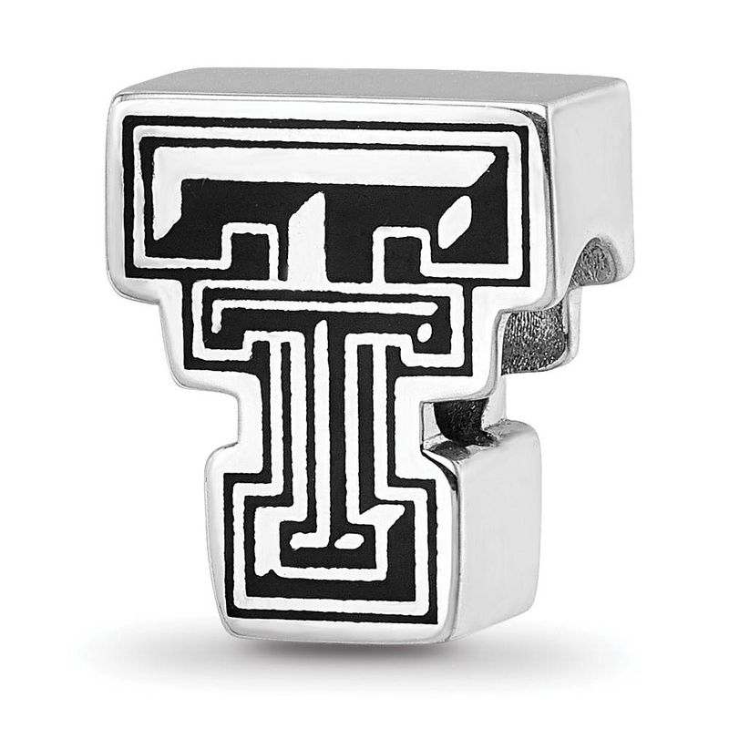 Sterling Silver Texas Tech University Block Tt Enamel Bead Charm